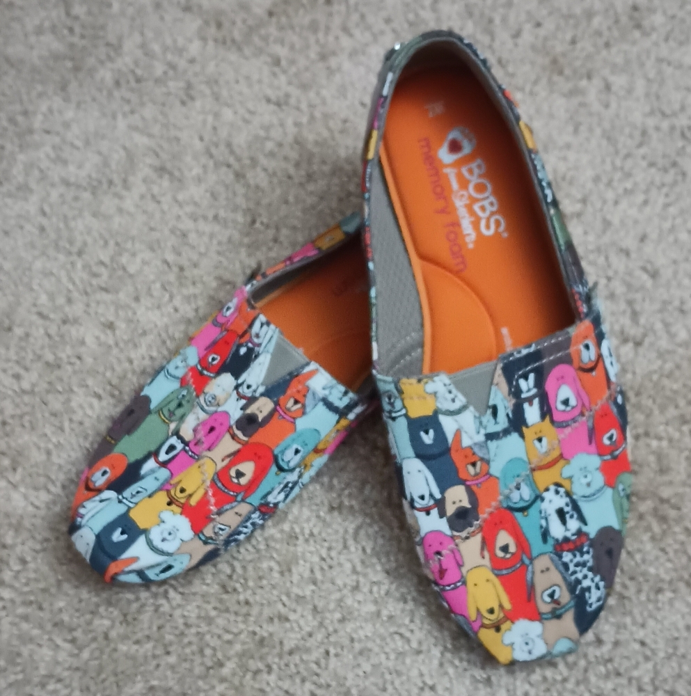 BOBS from Skechers Women's Colorful Dogs Print Shoes 7